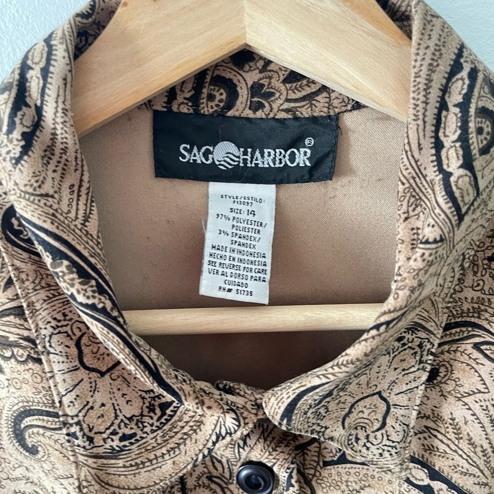 Vintage Sag Harbor Brown Paisley Button Up‎ Shirt Jacket 14 - Picture 4 of 7